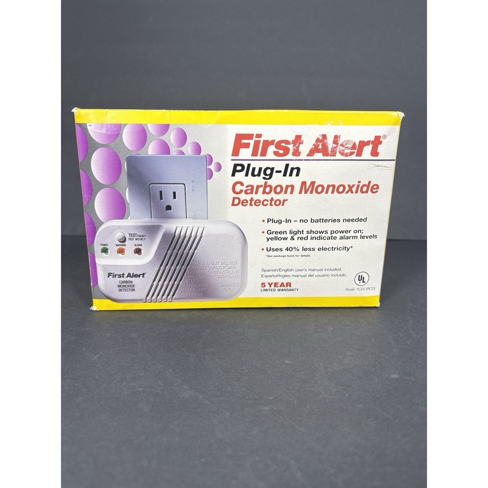 First Alert FCD2 Plug-In Carbon Monoxide Detector New Sealed NOS CO Alarm